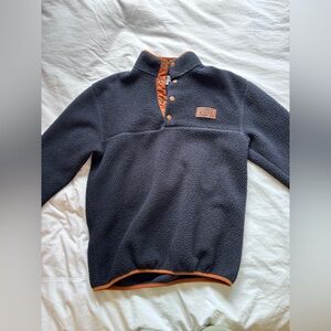 Arcadia Men's Navy Fleece Zip Pullover with Tan Accents